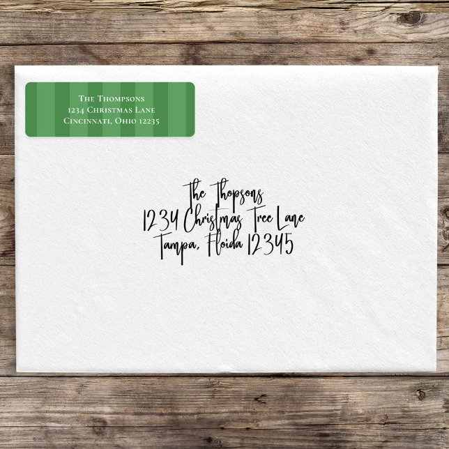 Simple Vert Whimsical Mignonne Fun Stripes (Simple whimsical green striped return address label. )