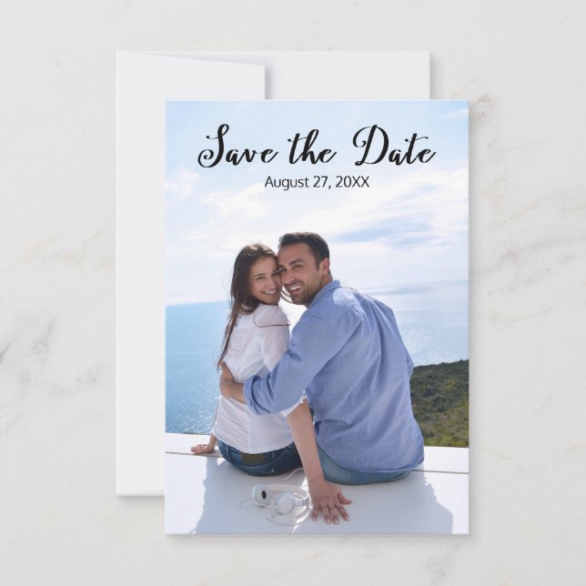 Simple Vertical Photo Elegant Script-3x5 Save/Date Save The Date (Front)