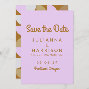 Simple Vibrant Playful Geometric Lilac and Rust Save The Date