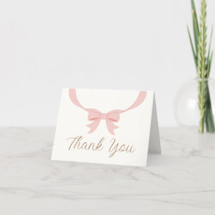 Simple Vintage Bow Girl Baby Shower Thank You Card