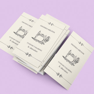 Simple Vintage Elegant Seamtress Fashion Sewing Business Card