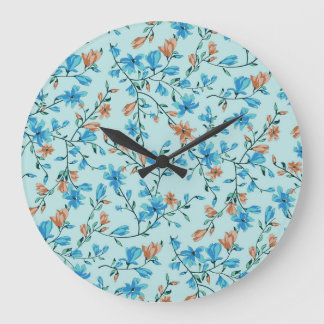 Simple Vintage: Floral Fabric Pattern Large Clock