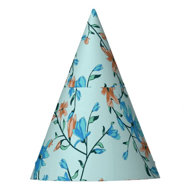 Simple Vintage: Floral Fabric Pattern Party Hat (Front)