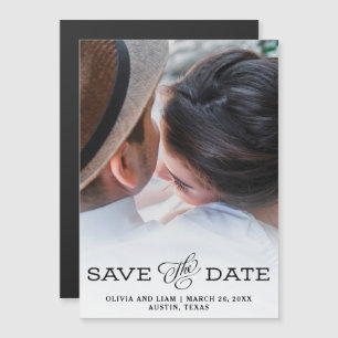 Simple Vintage Look Photo Save The Date Magnetic Invitation