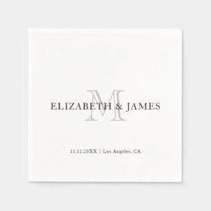 Simple Vintage Monogram Initial Wedding Napkin