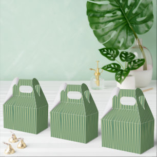 Simple Vintage Olive Sage Green Gradient Striped Favor Box