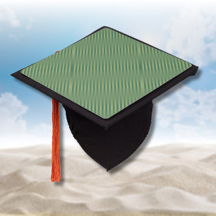 Simple Vintage Olive Sage Green Gradient Striped Graduation Cap Topper