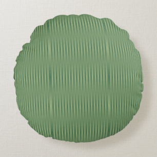 Simple Vintage Olive Sage Green Gradient Striped Round Pillow