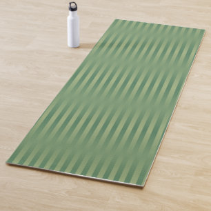 Simple Vintage Olive Sage Green Gradient Striped Yoga Mat