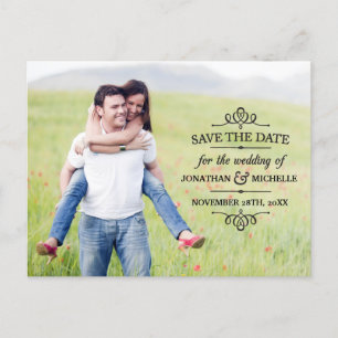 Simple Vintage Overlay Photo Save the Date Announcement Postcard