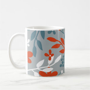 Simple vintage pattern. Grey background,  orange,  Coffee Mug