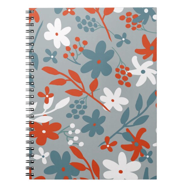 Simple vintage pattern. Grey background,  orange,  Notebook (Front)