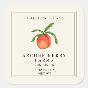 Simple Vintage Peach preserve Jam Jar Label