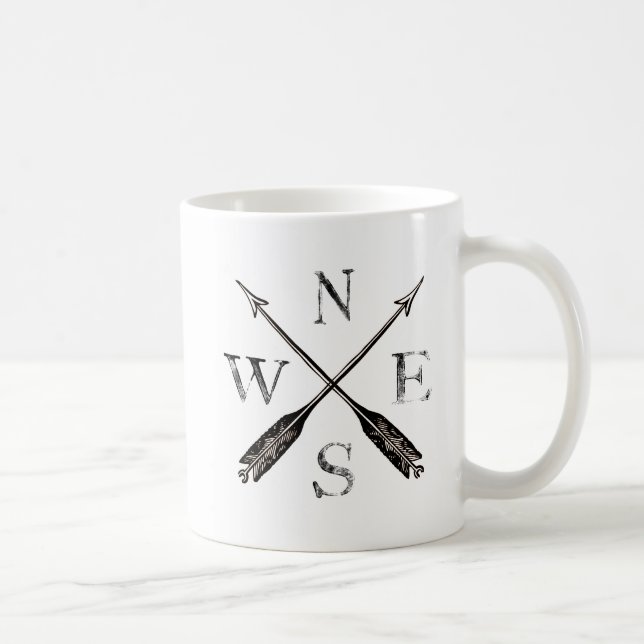 Simple Vintage Rustic Compass Design Coffee Mug (Right)