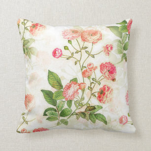 Simple Vintage Victorian Pink Floral Design   Throw Pillow
