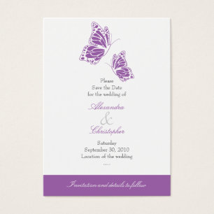Simple Violet Butterfly Save The Date Wedding Mini
