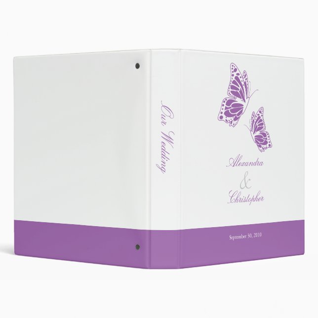 Simple Violet Butterfly Wedding Planner Album Binder (Background)