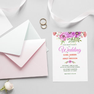 Simple violet violet Faire-part de mariage florale