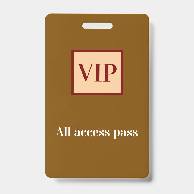 simple vip all access pass concert name occassion  badge (Front)