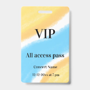 simple vip all access pass concert name occassion  badge
