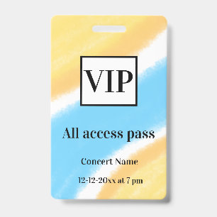 simple vip all access pass concert name occassion  badge