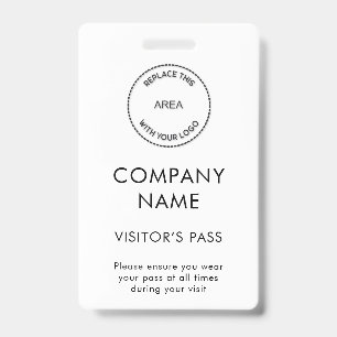 Simple Visitors Pass Company Name Logo Any Colour Badge