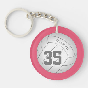 simple volleyball bag tag with player name/number keychain