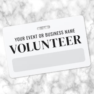 Simple Volunteer Black And White Badge