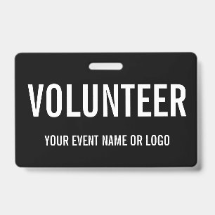 Simple Volunteer Black White Event Badge