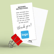 Simple Washing Instructions Add Logo  Business Card