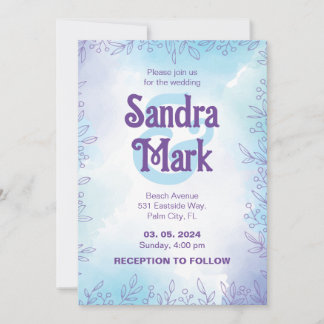 Simple water colour wedding invitation