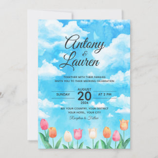 Simple water colour wedding  invitation