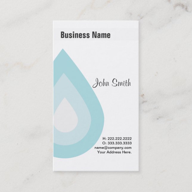 Simple Water Drop business card (Front)