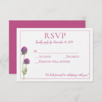 Simple Watercolor Amaranth Thistle Flower RSVP
