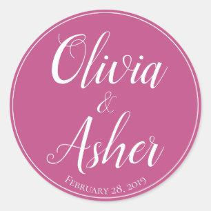 Simple Watercolor Amaranth Thistle Flower Wedding Classic Round Sticker