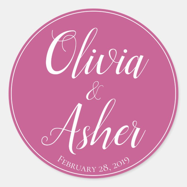 Simple Watercolor Amaranth Thistle Flower Wedding Classic Round Sticker (Front)