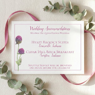 Simple Watercolor Amaranth Thistle Flower Wedding Enclosure Card