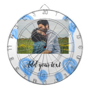 Simple watercolor blue balloons add photo text     dartboard