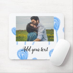 Simple watercolor blue balloons add photo text  mouse pad