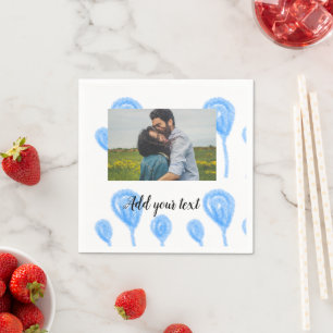Simple watercolor blue balloons add photo text  napkin