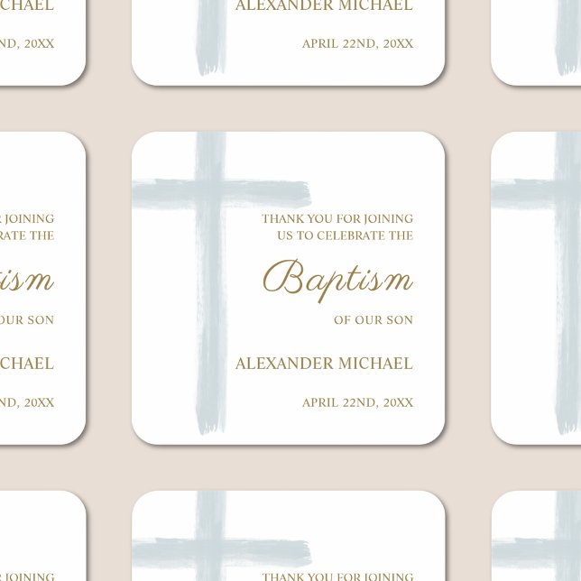 Simple  Watercolor Blue Cross Baptism Thank You Square Sticker (Creator Uploaded)