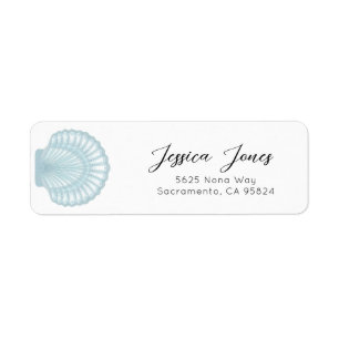 Simple Watercolor Blue Shell Return Address