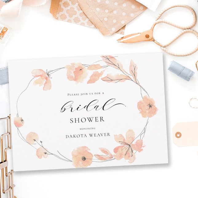 Simple Watercolor Blush Pink Peach Bridal Shower Invitation (Creator Uploaded)