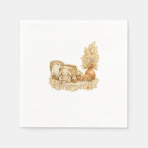 Simple Watercolor Boho Baby Shower Napkins