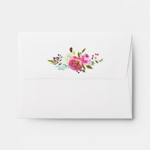 Simple Watercolor Bouquet Printed Address RSVP Envelopes