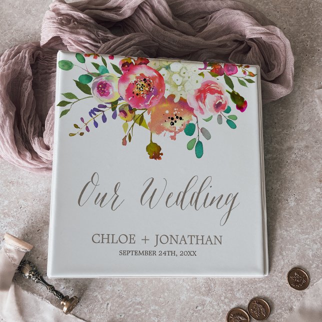 Simple Watercolor Bouquet Wedding Photo Album Binder (Creator Uploaded)