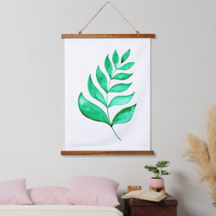 Simple watercolor branch - green hanging tapestry