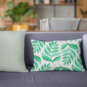 Simple watercolor branches - green accent pillow