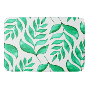 Simple watercolor branches - green bath mat