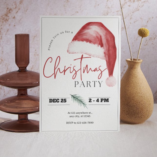 Simple Watercolor Christmas Party Invitation (Creator Uploaded)